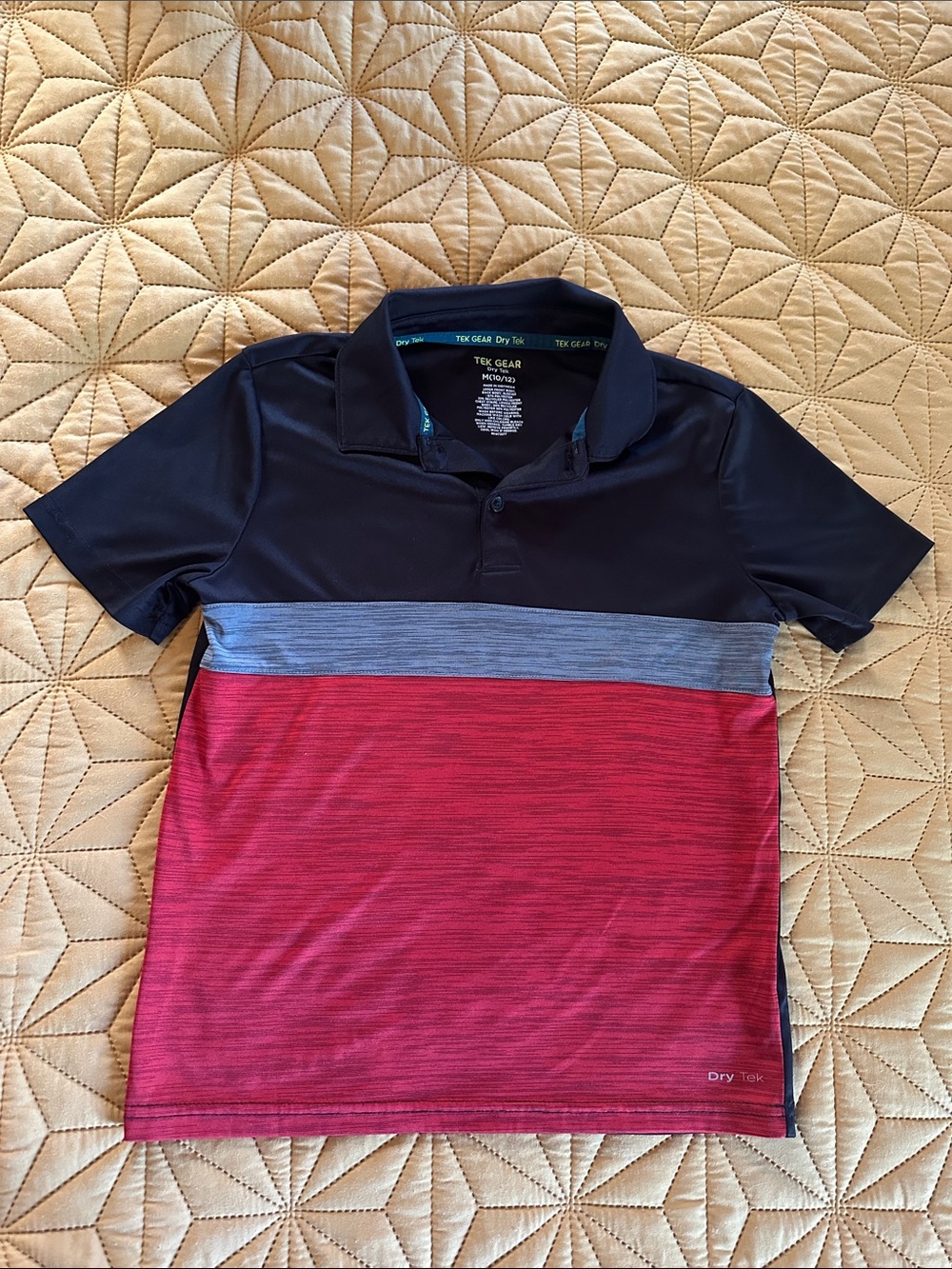 tek gear Black, Heather Grey & Red Boys' Performance Polo Dry Tek Sz 10/12